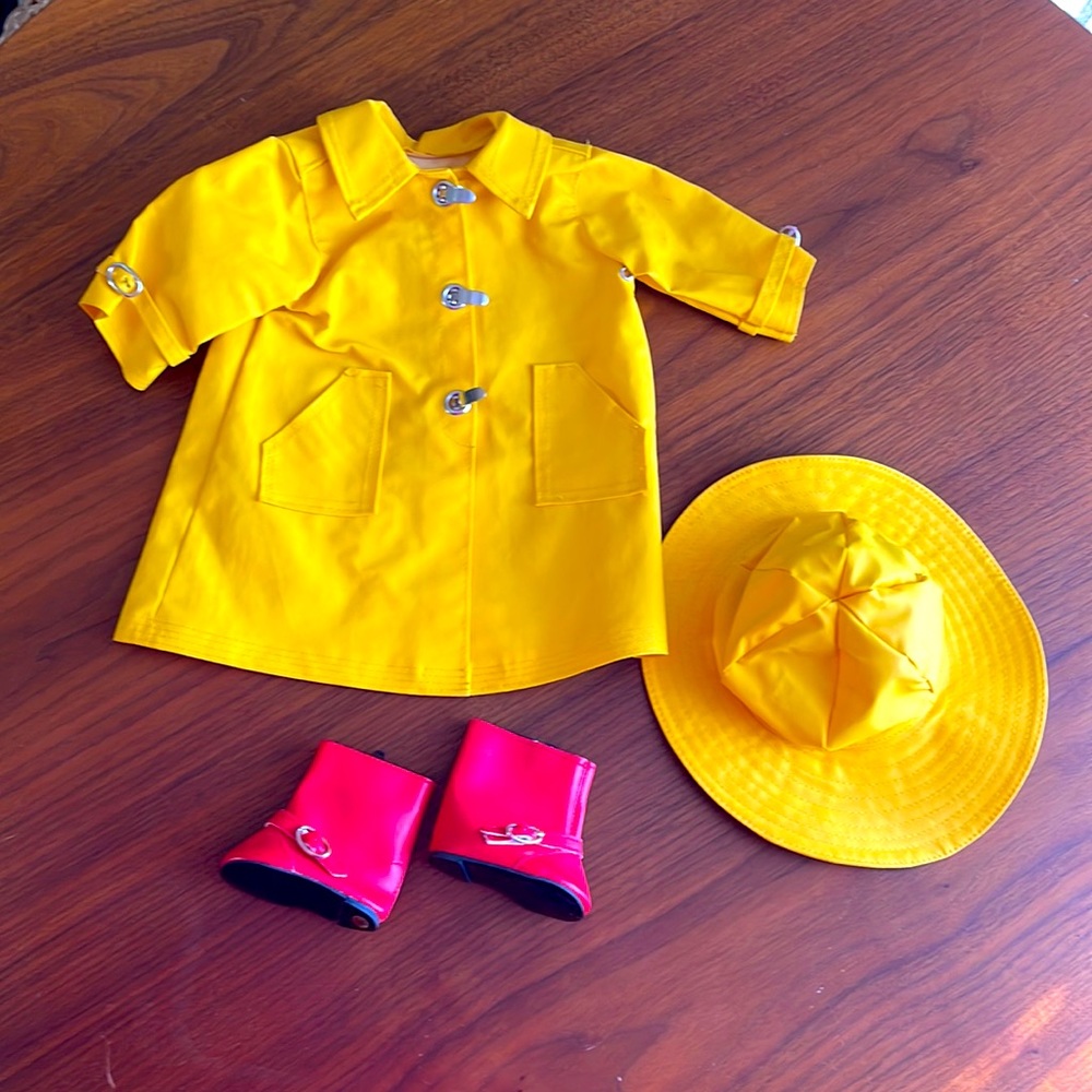 1996 American Girl/Pleasant Company Rain Coat, Hat and Boots.
